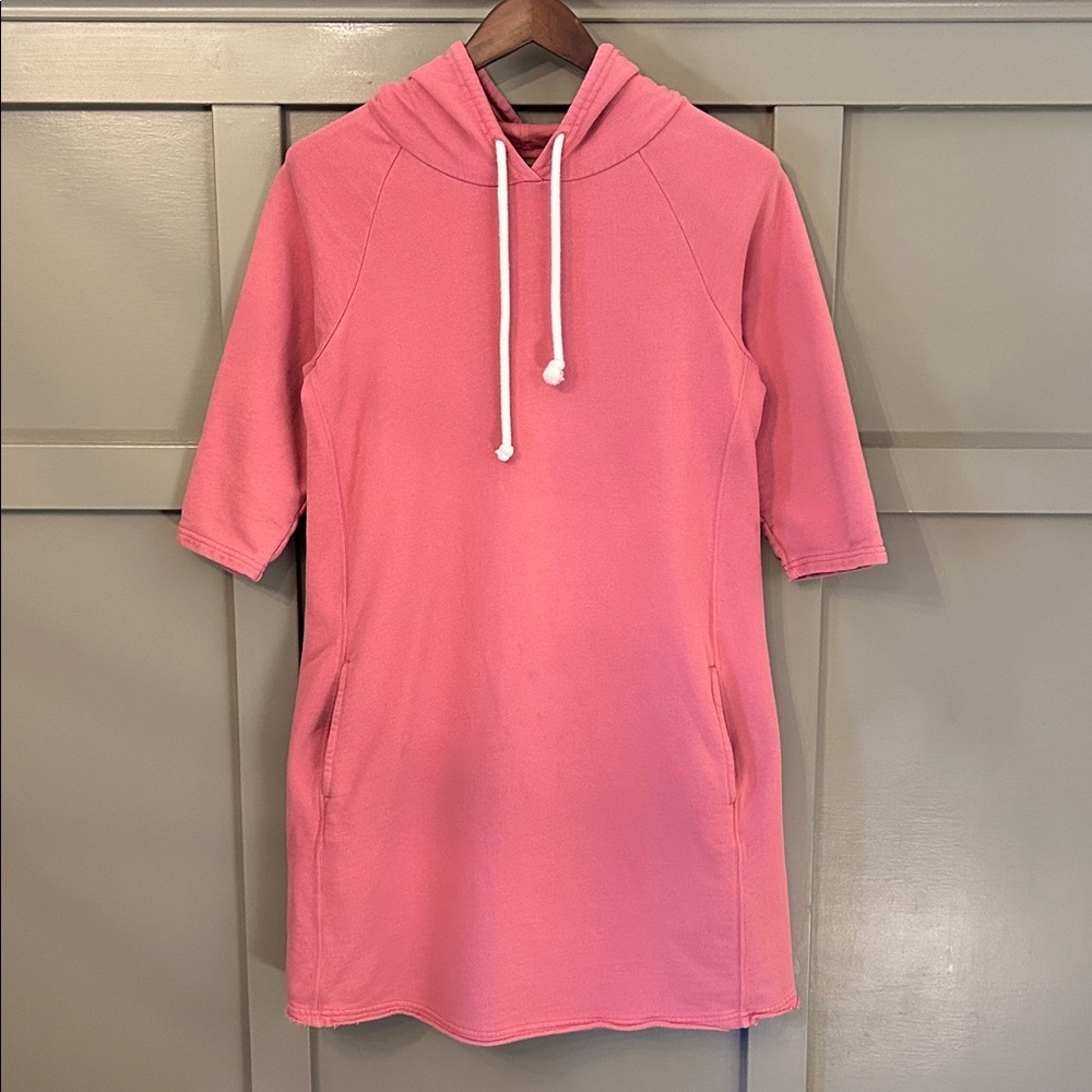 Pact Pink Hooded Short-Sleeve Sweatshirt Dress